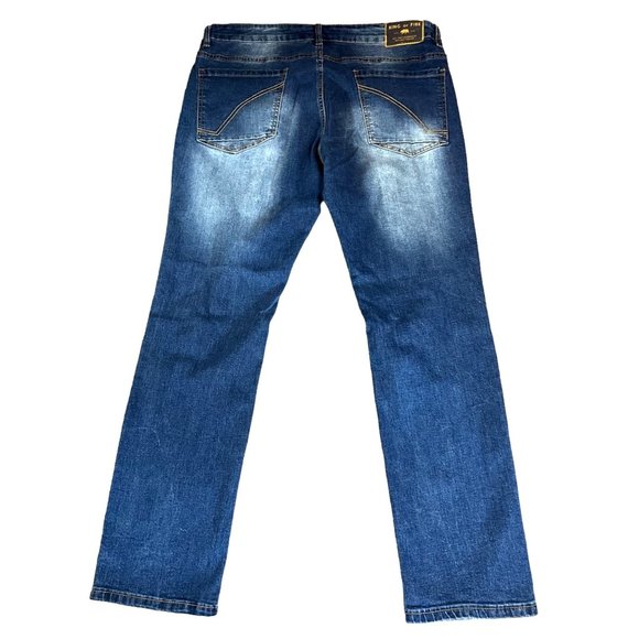 Ring Of Fire Jeans Womens Slim 36x30 Distressed Dark Wash - Picture 2 of 8